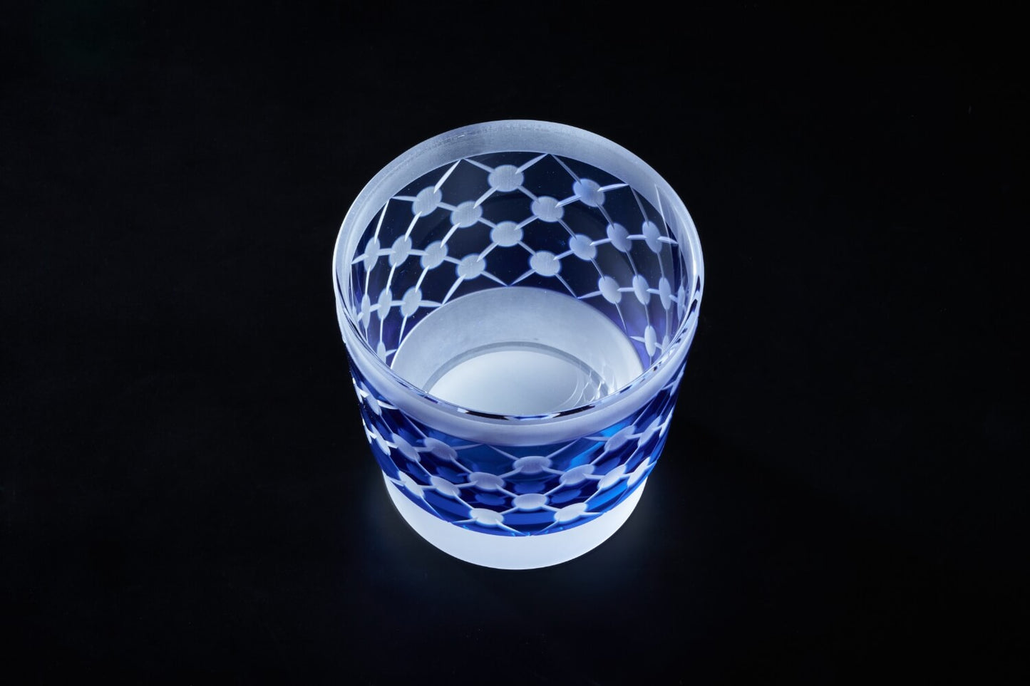 OKAJI GLASS 江戸切子「粉雪」蒼