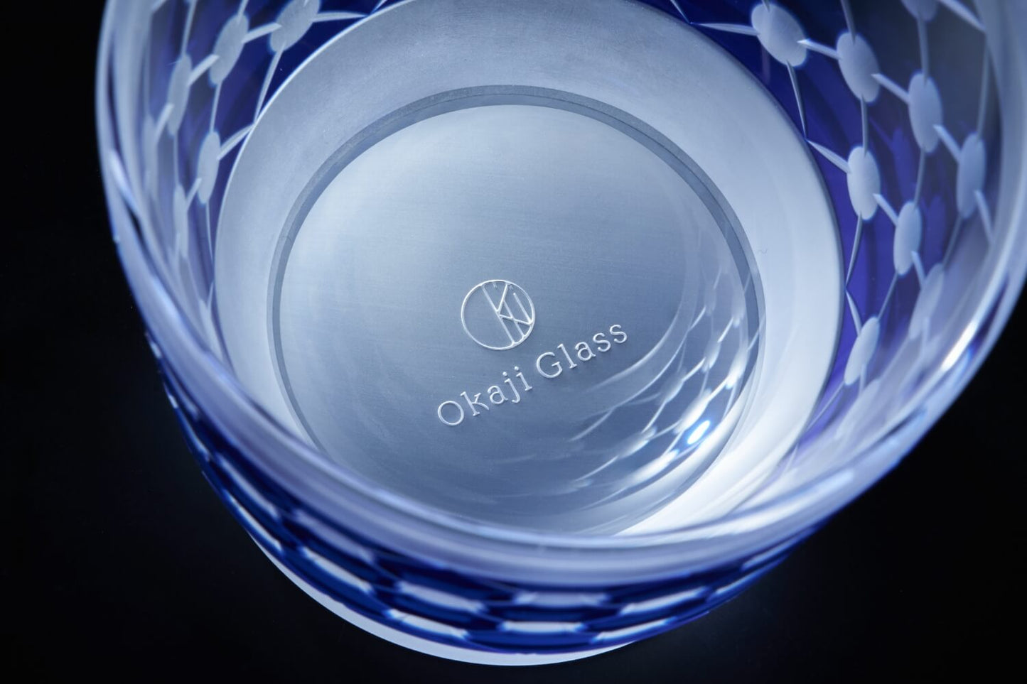 OKAJI GLASS 江戸切子「粉雪」蒼