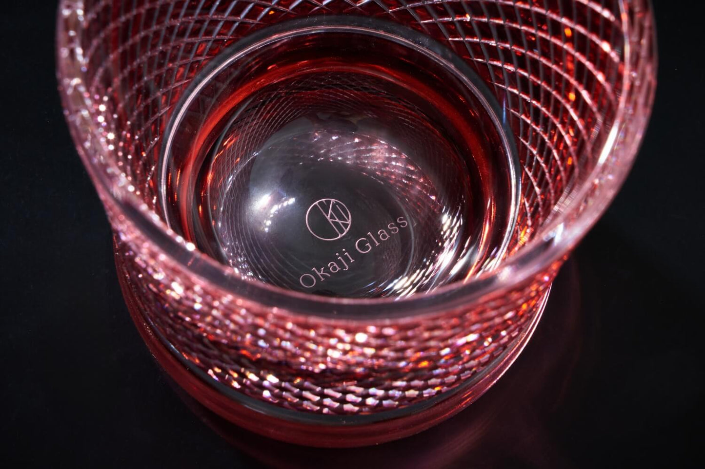 OKAJI GLASS 江戸切子「時雨」朱