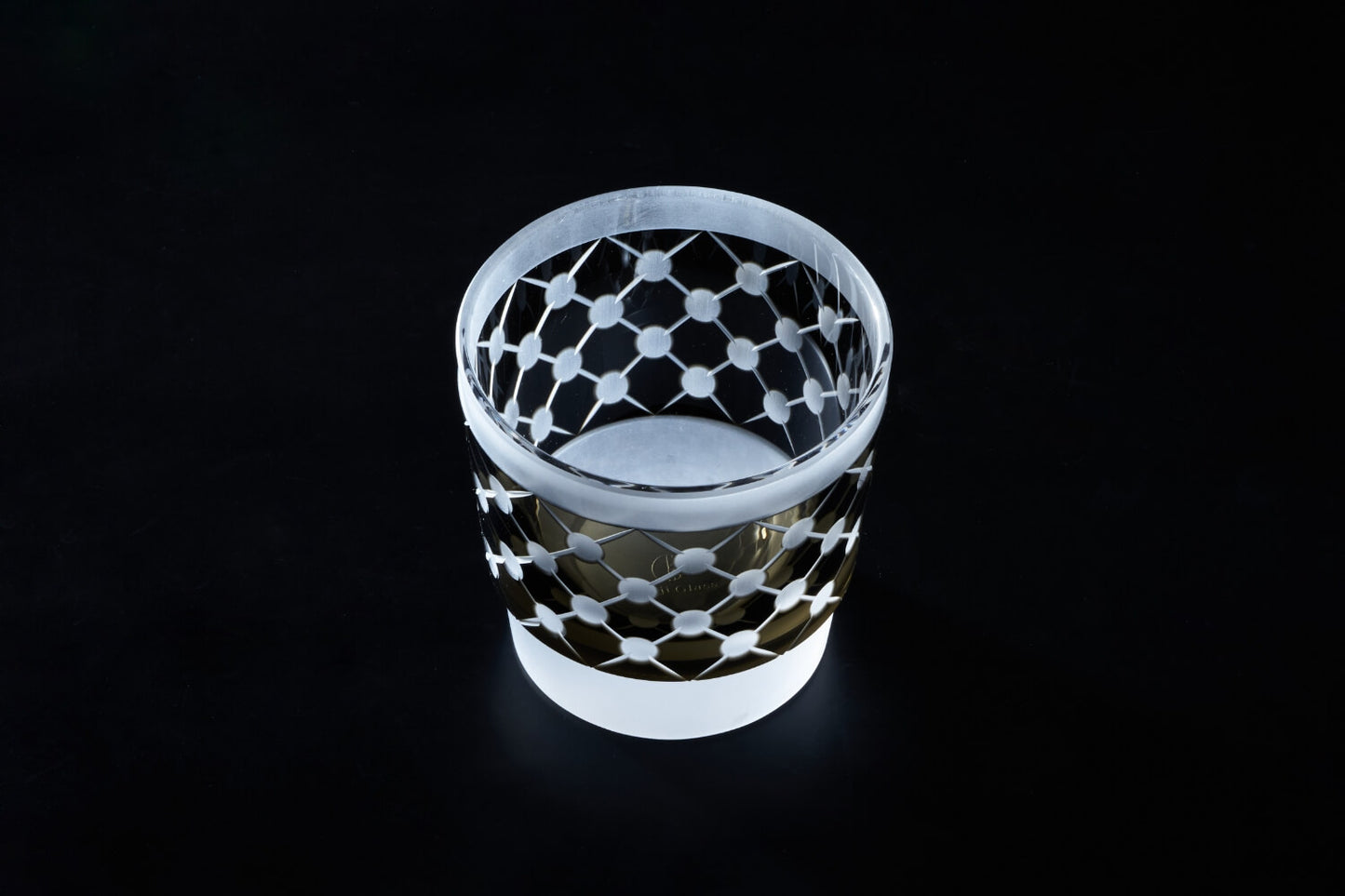 OKAJI GLASS 江戸切子「粉雪」漆黒