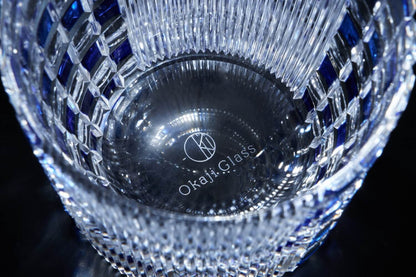 OKAJI GLASS 江戸切子「波紋」蒼